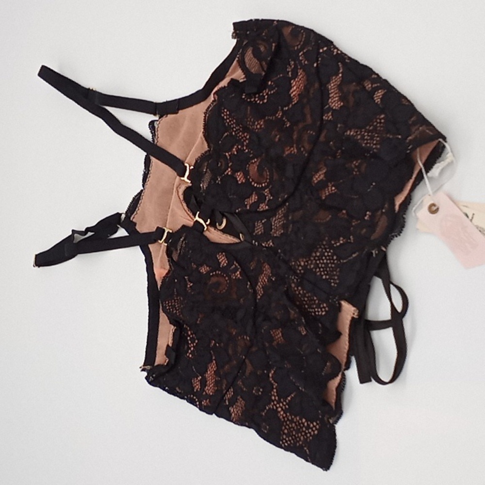 Free People We Are HAH Top 2 Bottom Cami Noir Black XS - Picture 2 of 13